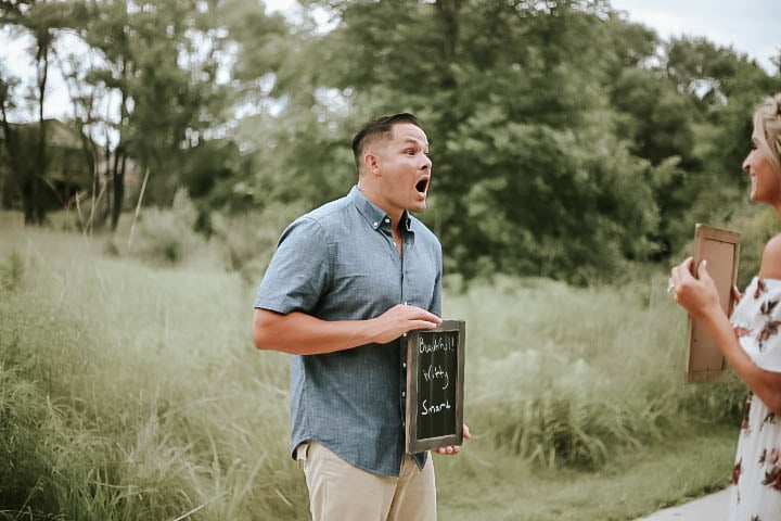 Woman Surprises Husband With Pregnancy Announcement Woman Surprises Husband With Pregnancy Announcement