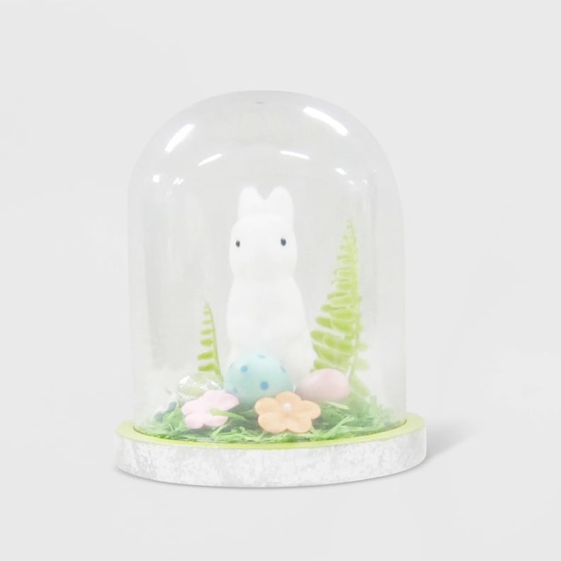 Decorative Easter Bunny in Glass Cloche