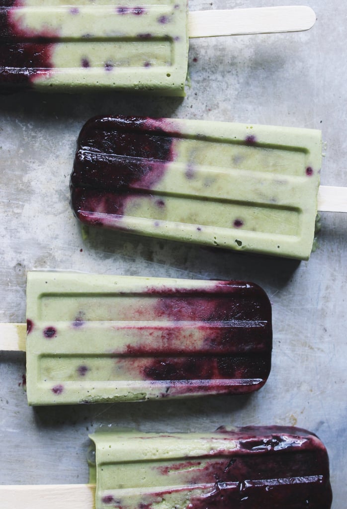 Roasted Blueberries and Cream Matcha Popsicles