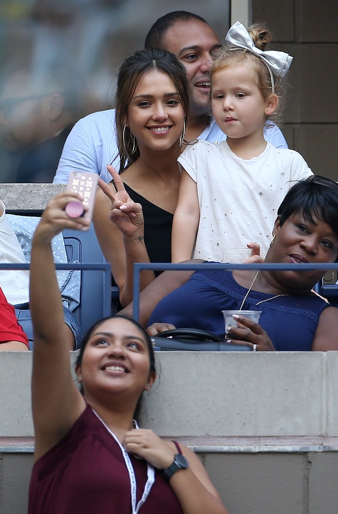 Jessica Alba and Her Daughters at US Open September 2016