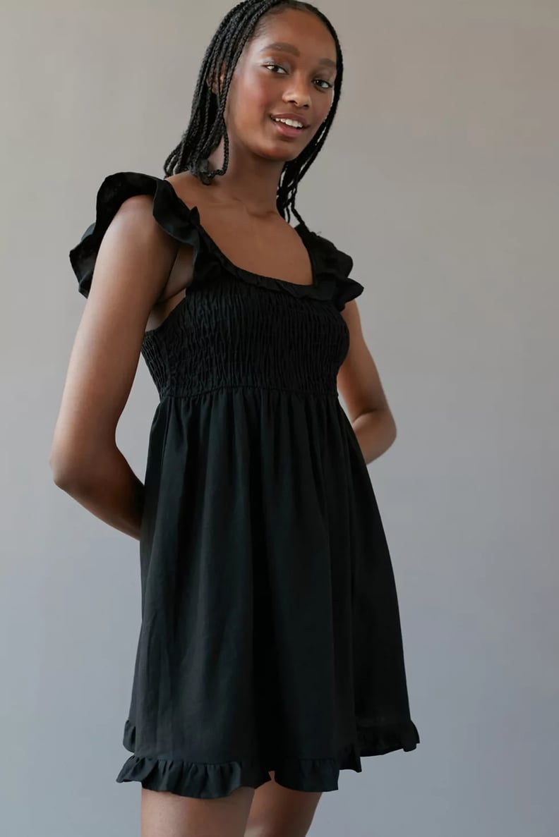 A Black Dress: Urban Renewal Eco Linen Flutter Sleeve Mini Dress