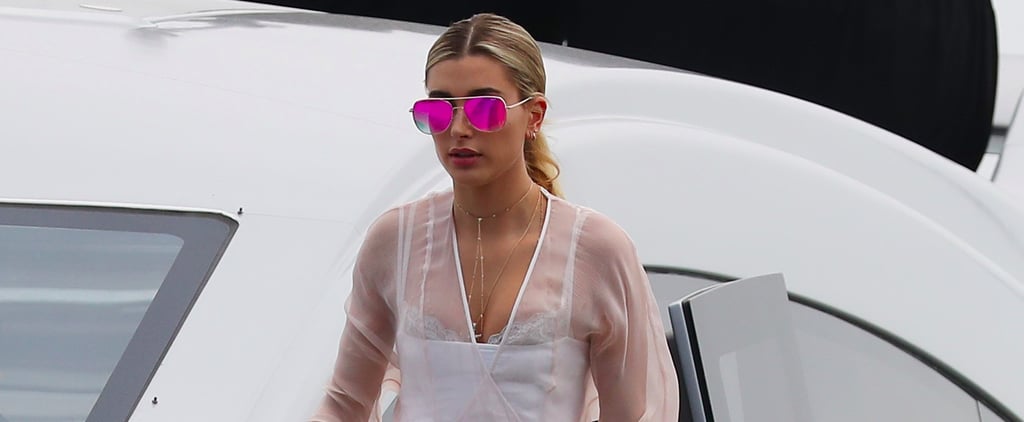 Hailey Baldwin's Mirrored Sunglasses December 2016