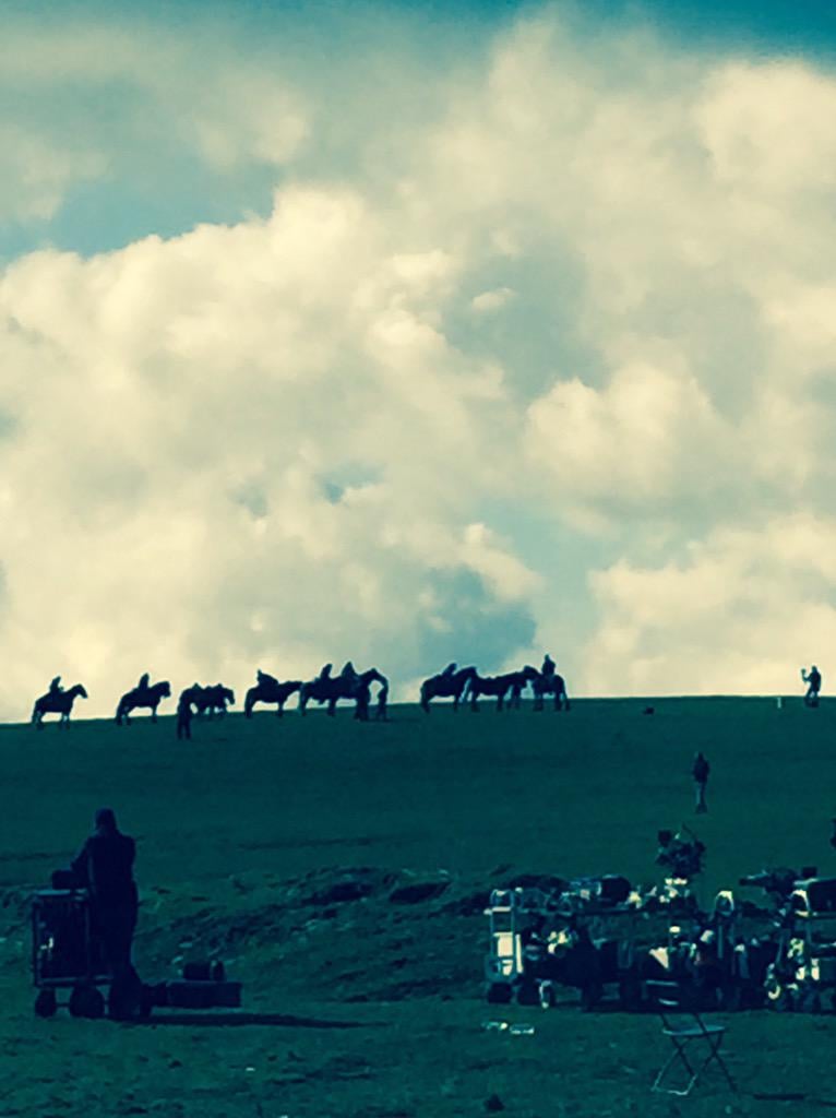 Jones snapped a picture while shooting, saying, "Another brilliant day on #TBX just you wait! @TheBastardEx."