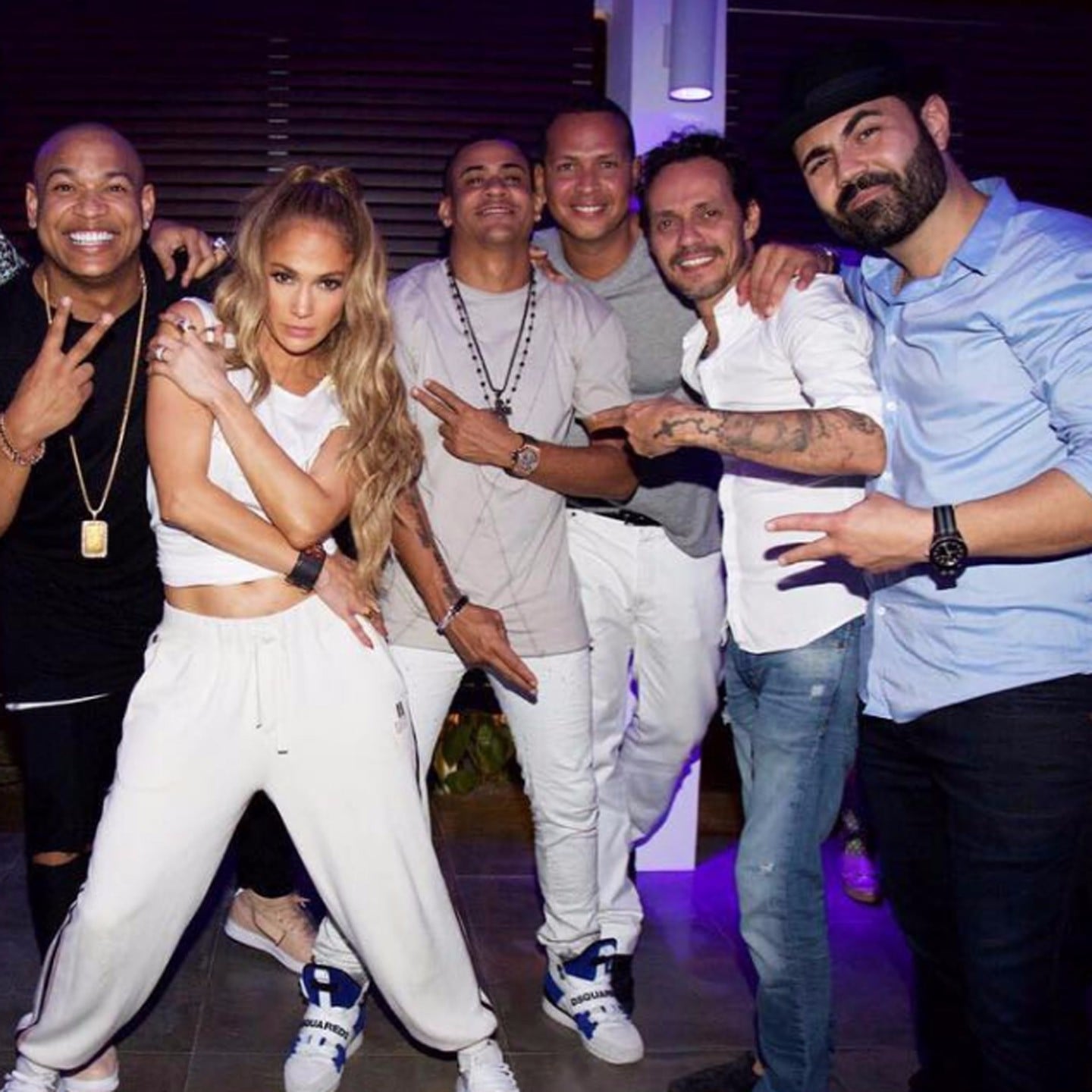 Jennifer Lopez And Alex Rodriguez Party With Marc Anthony Popsugar Latina