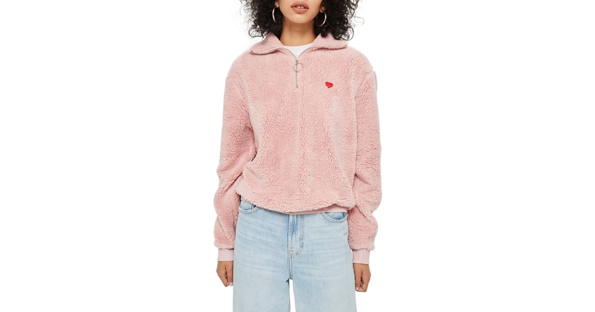 Topshop borg heart hotsell quarter zip pullover