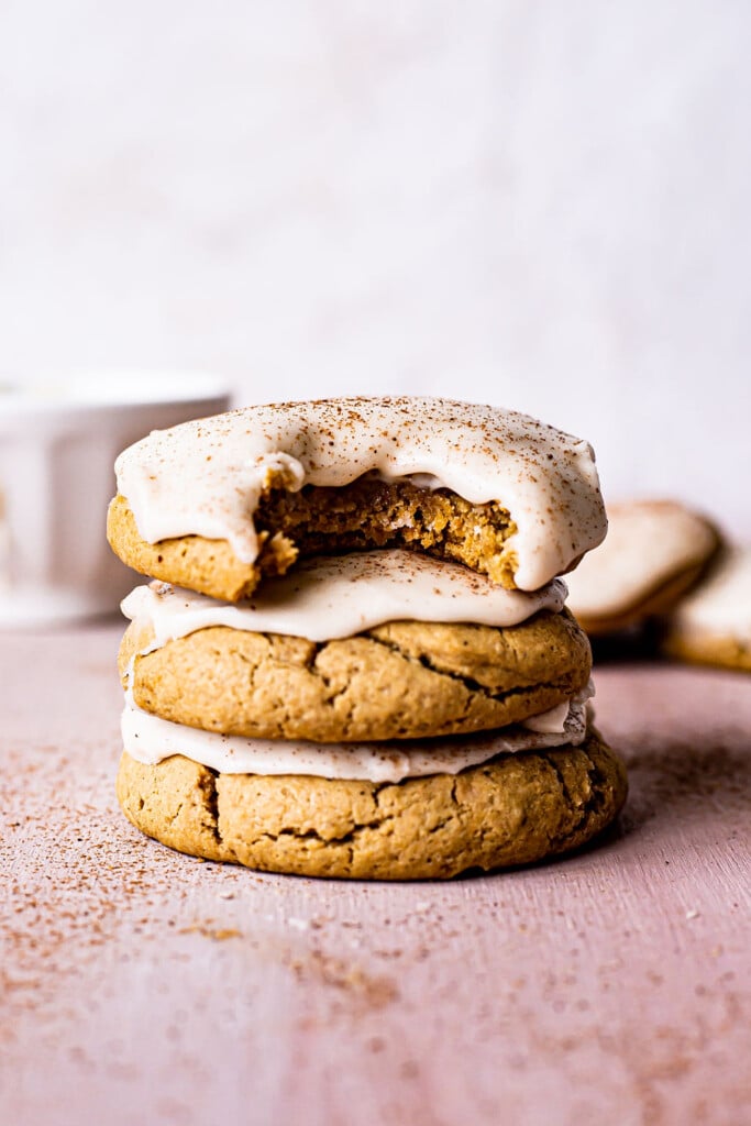 Pumpkin Sugar Cookies With Bourbon Cinnamon Frosting