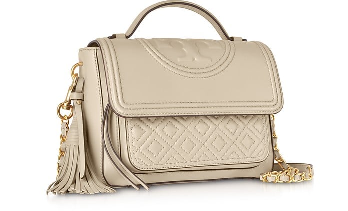 Tory Burch Light Taupe Fleming Leather Satchel Bag