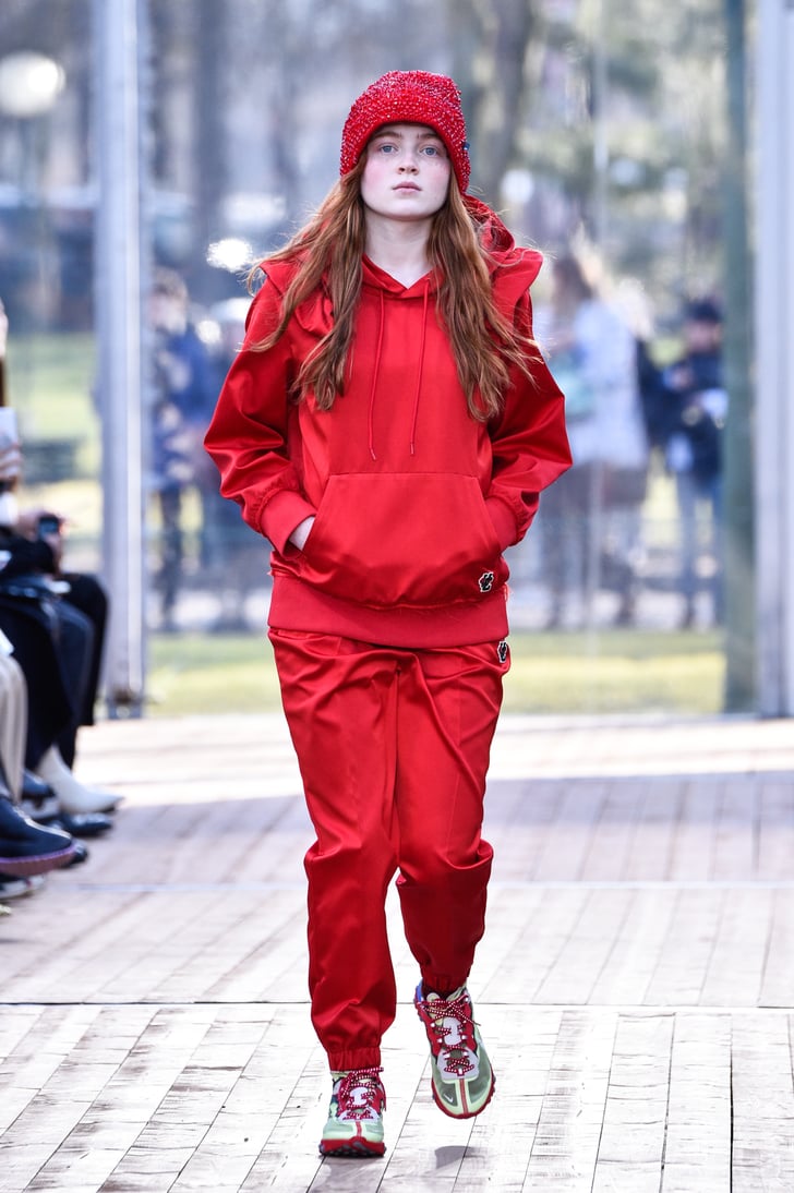Sadie Sink in a vibrant red Undercover sweatsuit. | Sadie Sink's Best