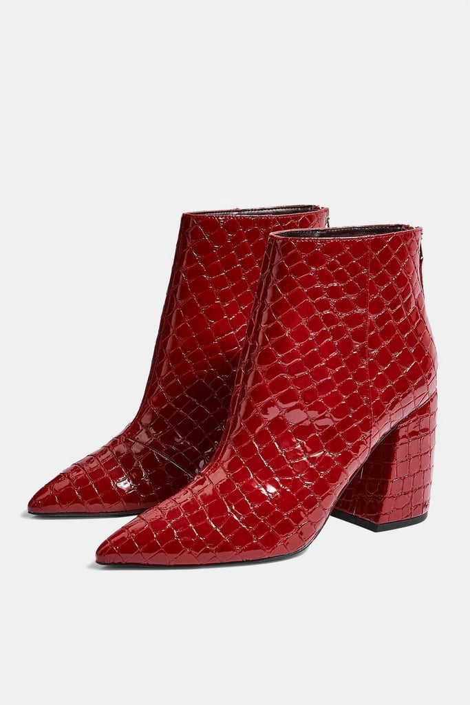 red wide fit ankle boots