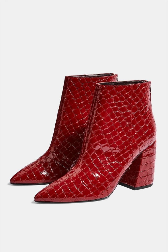 red ankle boots wide fit