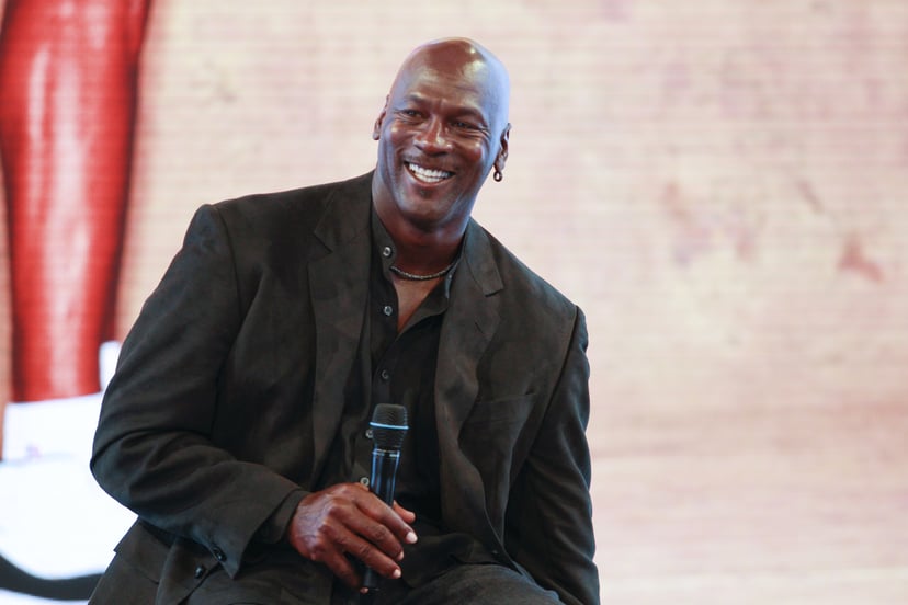 PARIS, FRANCE - JUNE 12: Michael Jordan attends a press conference for the celebration of the 30th anniversary of the Air Jordan Shoe during the 'Palais 23' interactive exhibition dedicated to Michael Jordan at Palais de Tokyo in Paris on June 12, 2015 in