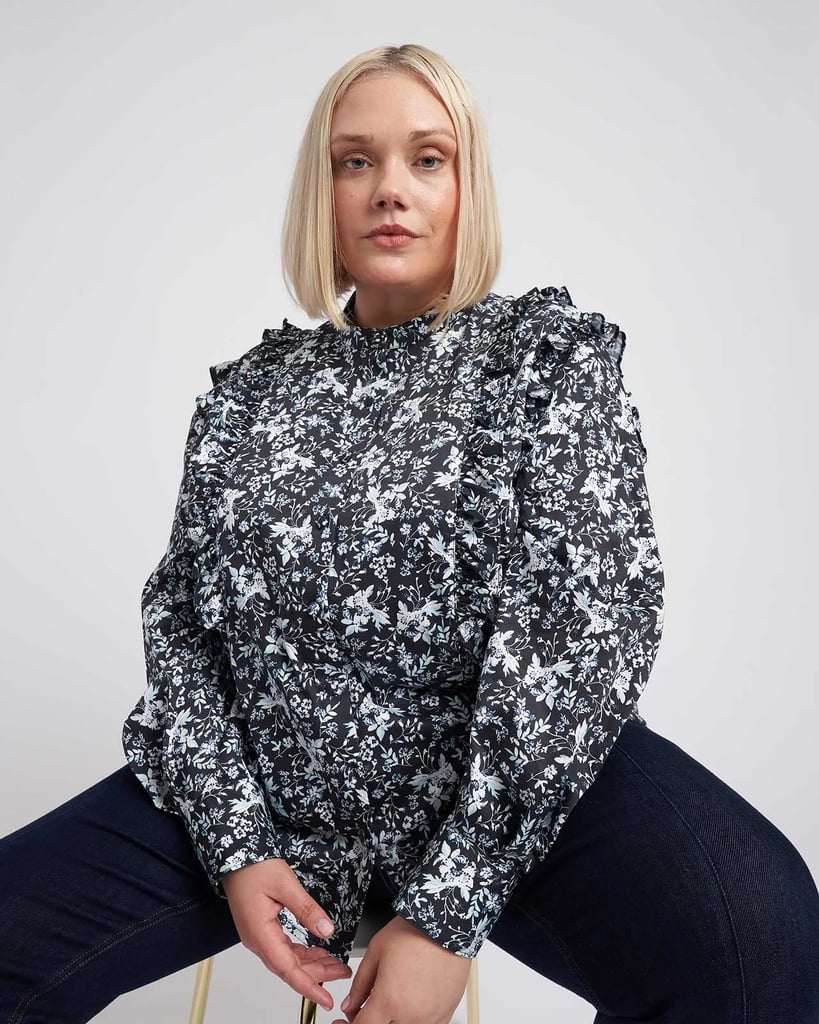 Universal Standard x Erdem Kalina Long Sleeve Ruffle Shirt