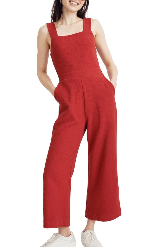 Madewell Texture & Thread Apron Bow Back Jumpsuit