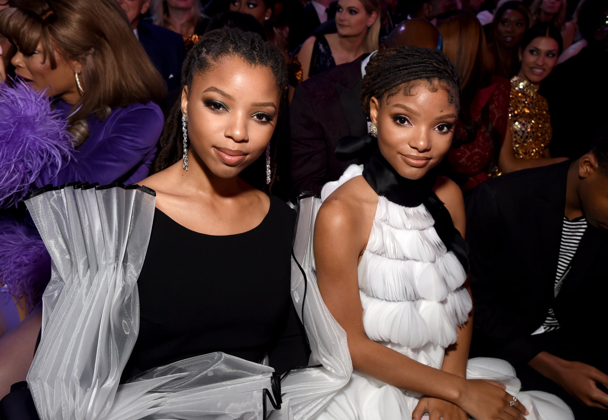 LOS ANGELES, CA - FEBRUARY 10:  Chloe Bailey (L) and Halle Bailey of Chloe x Halle during the 61st Annual GRAMMY Awards at Staples Centre on February 10, 2019 in Los Angeles, California.  (Photo by Michael Kovac/Getty Images for The Recording Academy)