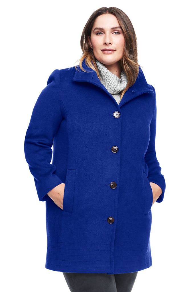 Land's End Lightweight Stand Collar Coat | Meghan Markle Blue Coat ...
