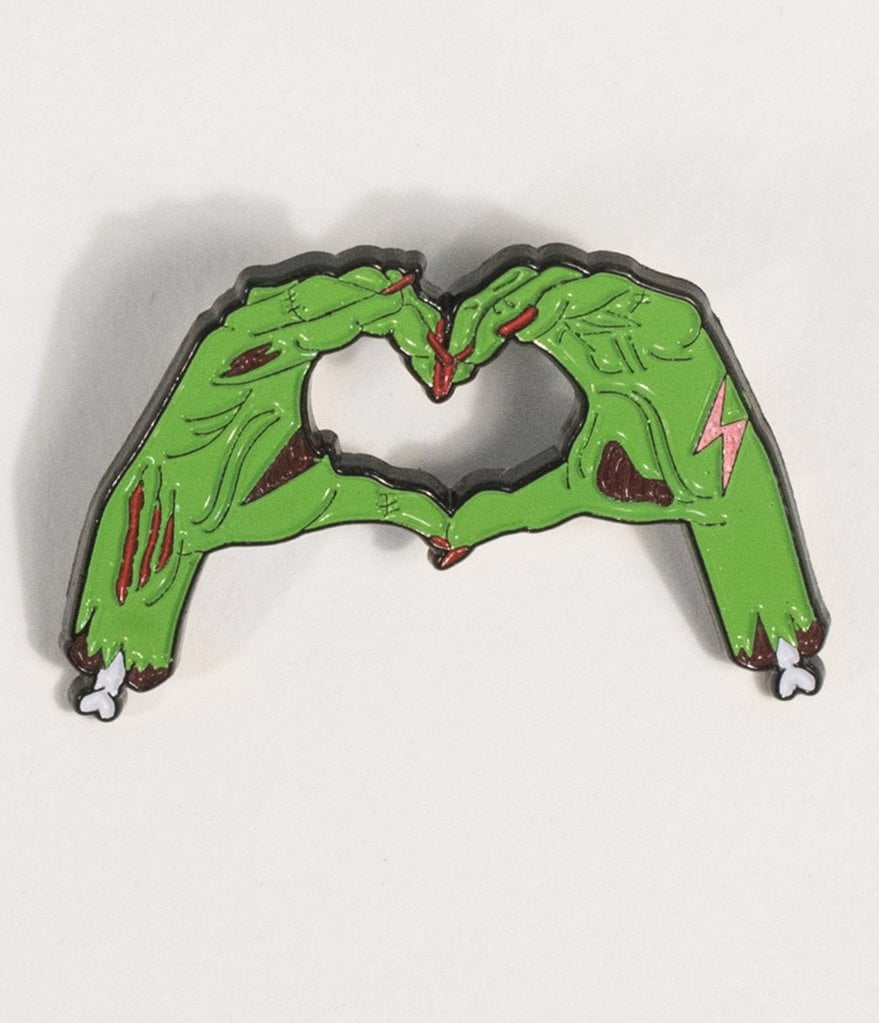 Green Zombie Love Enamel Pin