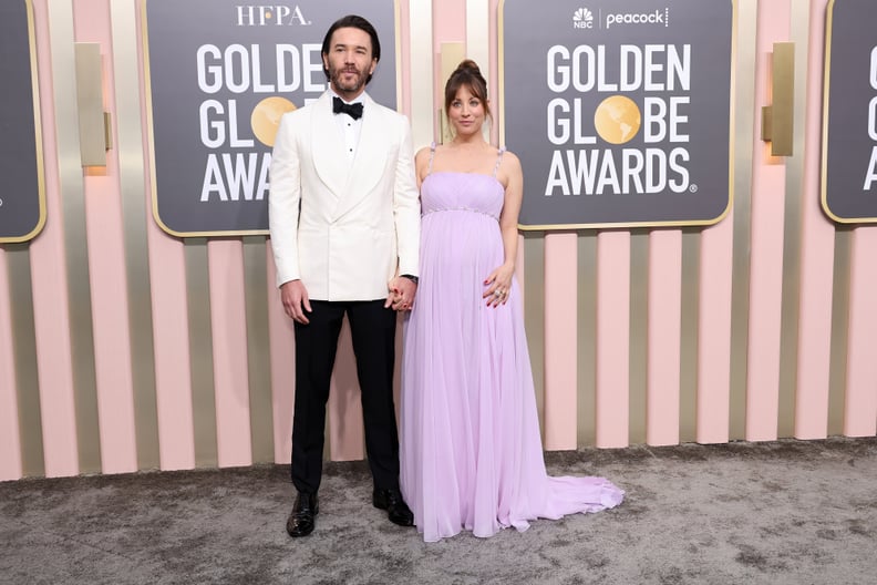 BEVERLY HILLS, CALIFORNIA - JANUARY 10: (L-R) Tom Pelphrey and Kaley Cuoco attends the 80th Annual Golden Globe Awards at The Beverly Hilton on January 10, 2023 in Beverly Hills, California. (Photo by Amy Sussman/Getty Images)