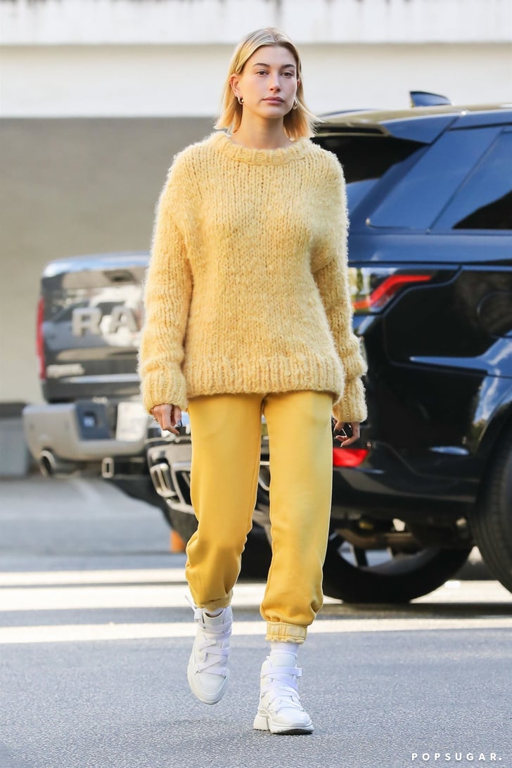 Hailey Stepped Out in an All-Yellow Outfit (Save For Her White Kicks)