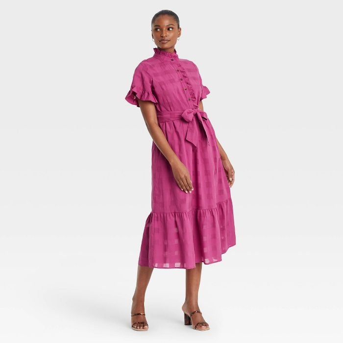 Ruffle short best sale sleeve dress
