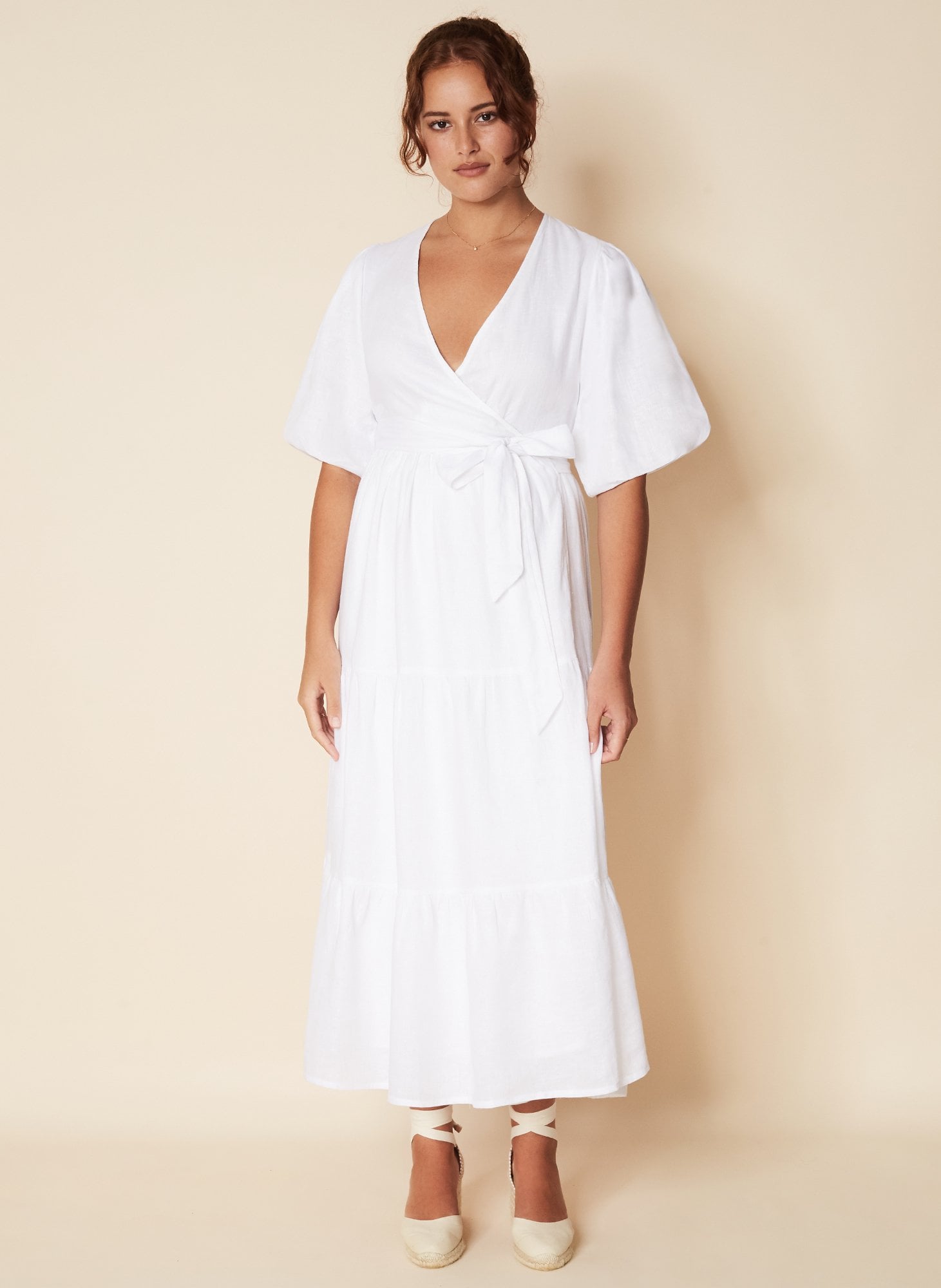 Brand Edee Wrap Dress Plain White ...