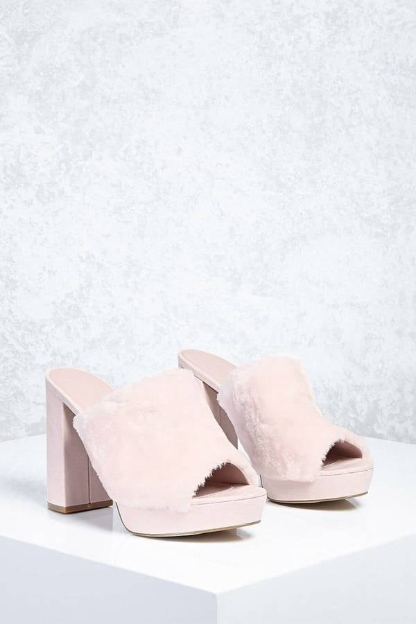 Forever 21 Faux Fur Platform Mules