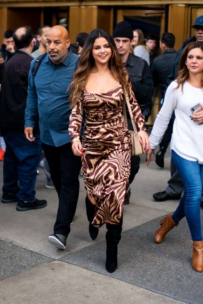 Selena Gomez Looks Incredible in This Tiger-Print Dress