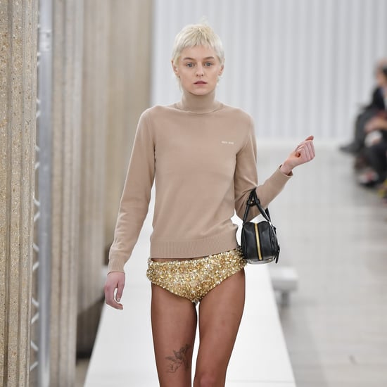 Emma Corrin Models the Trouser-Less Trend in Sequin Knickers on the Miu Miu  Runway - POPSUGAR Australia