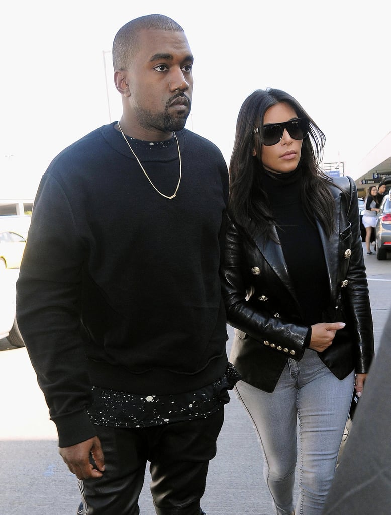 Kim Kardashian and Kanye West popped up at LAX on Sunday.