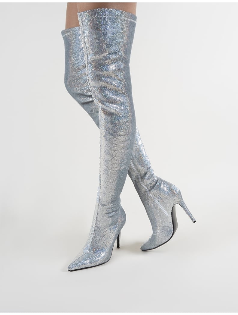 Public Desire Dazzle Pointed Toe Over the Knee Boots