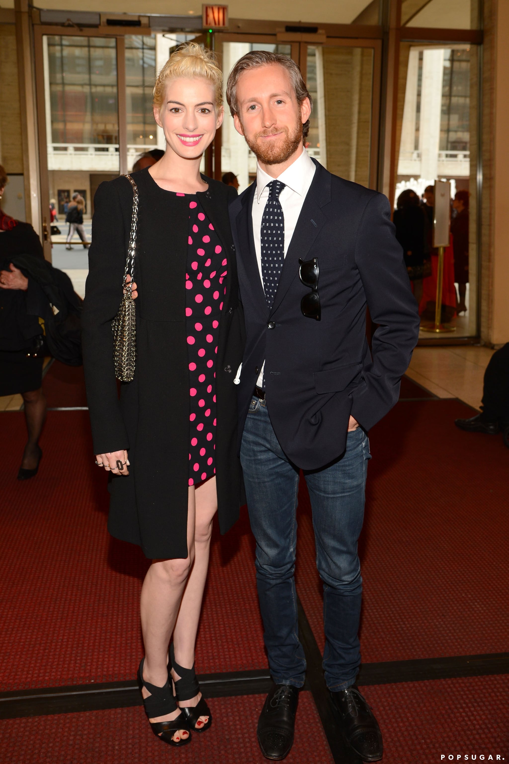 Anne Hathaway And Adam Shulman At Lincoln Center Popsugar Celebrity