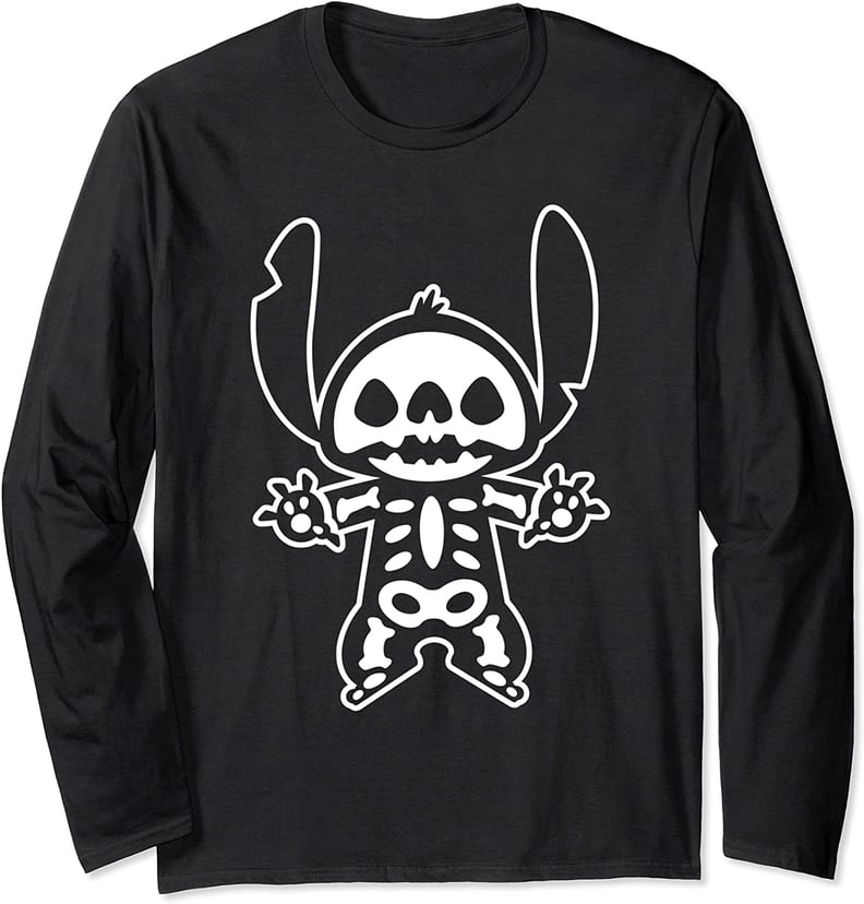 For "Lilo & Stitch" Fans: Disney Stitch Halloween Skeleton Long Sleeve T-Shirt