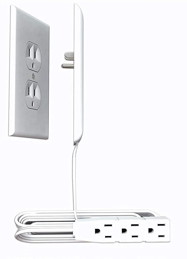 Sleek Socket Ultra-Thin Electrical Outlet Cover With 3 Outlet Power Strip and Cord Management Kit