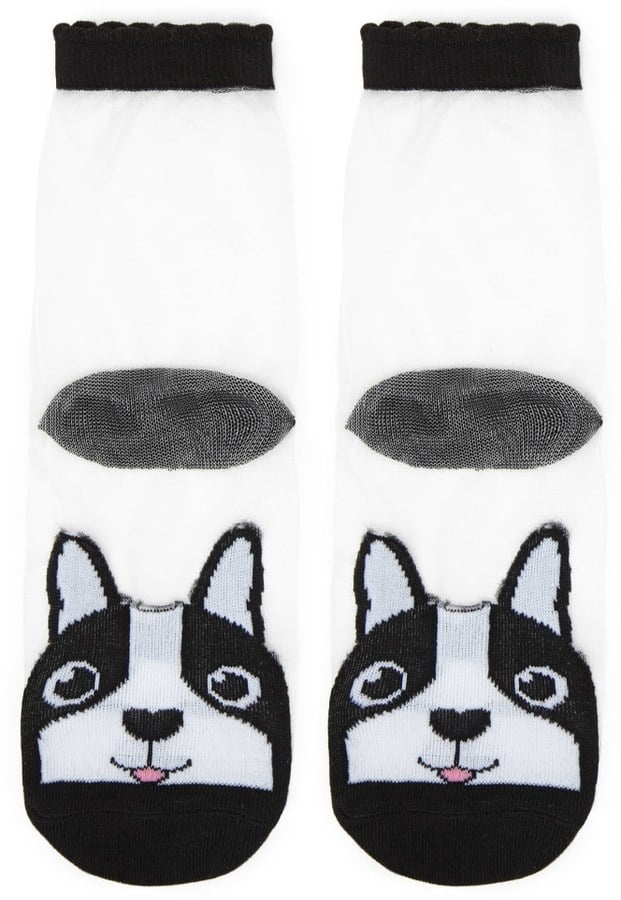 Forever 21+ Mesh Dog Graphic Crew Socks
