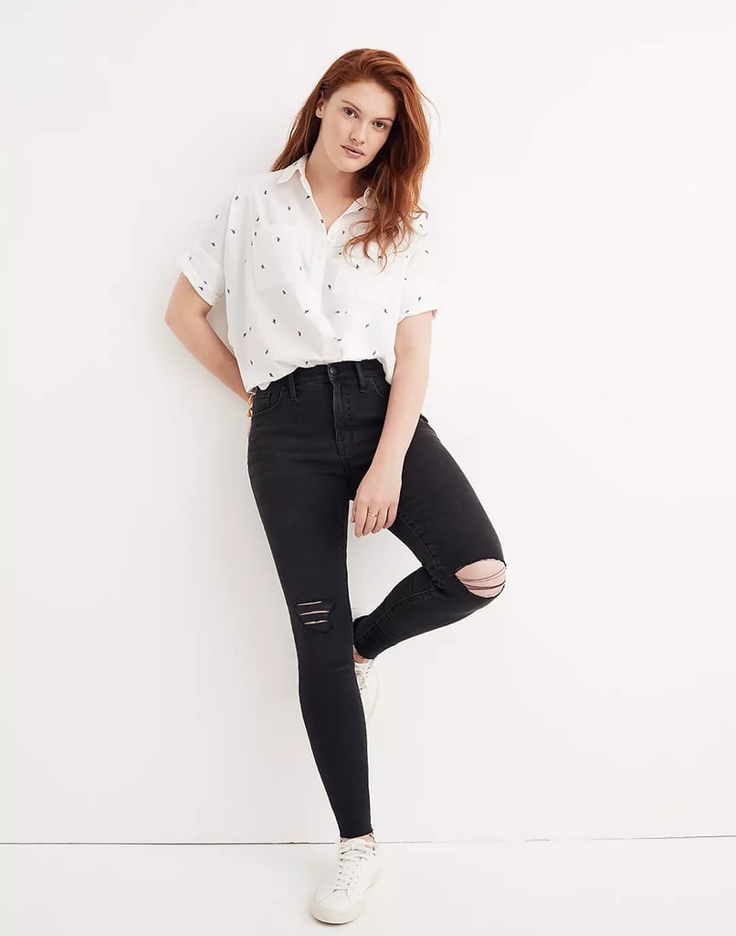 Black Jeans: Madewell Women's 9" Mid-Rise Skinny Jeans in Black Sea