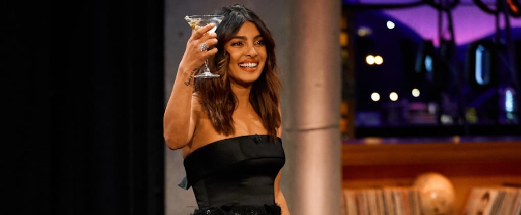 Priyanka Chopra Black Feather Dress on James Corden