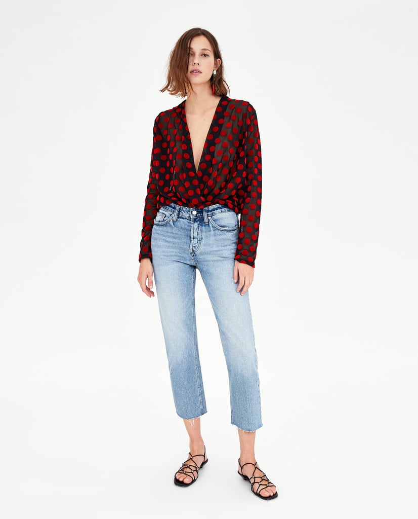 Zara Crossover Polka Dot Blouse