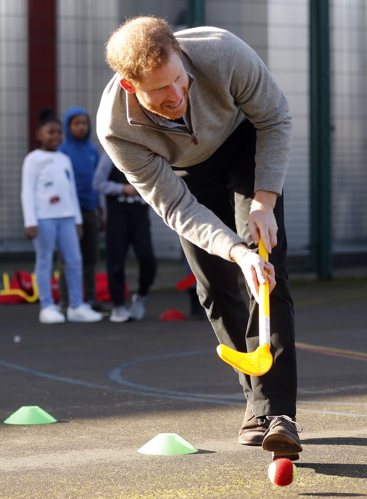 Harry Showed Off His Hockey Skills With Kids