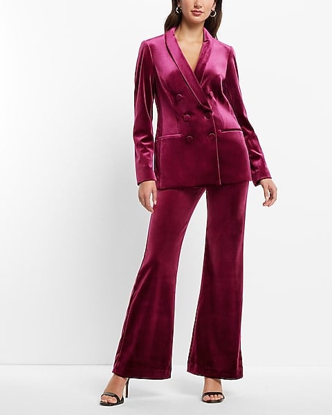 CAPRICORN: Express Velvet Double Breasted Shawl Collar Blazer and Editor Super High Waisted Velvet