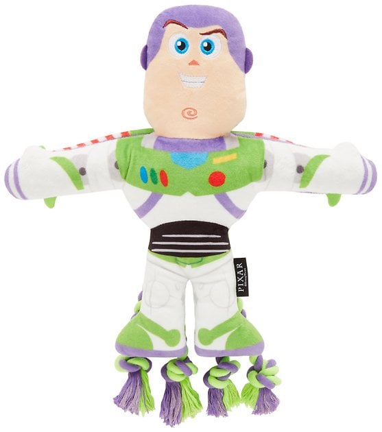 Pixar Buzz Lightyear Plush with Rope Squeaky Dog Toy