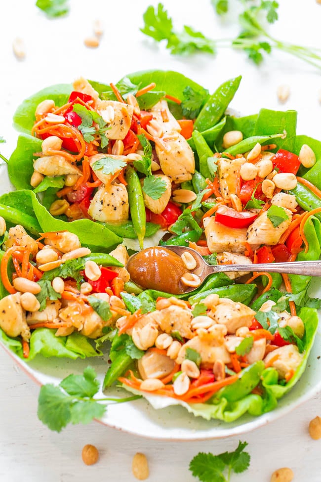 Peanut Lettuce Chicken Wraps