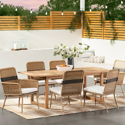 Threshold Designed With Studio McGee Bluffdale Wood 6 Person Rectangle Patio Dining Table
