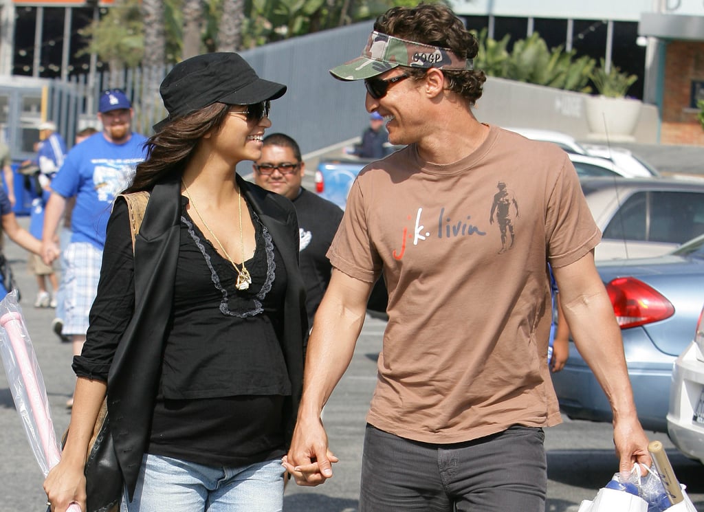Matthew and pregnant Camila showed their happy sides while out in LA in May 2008.