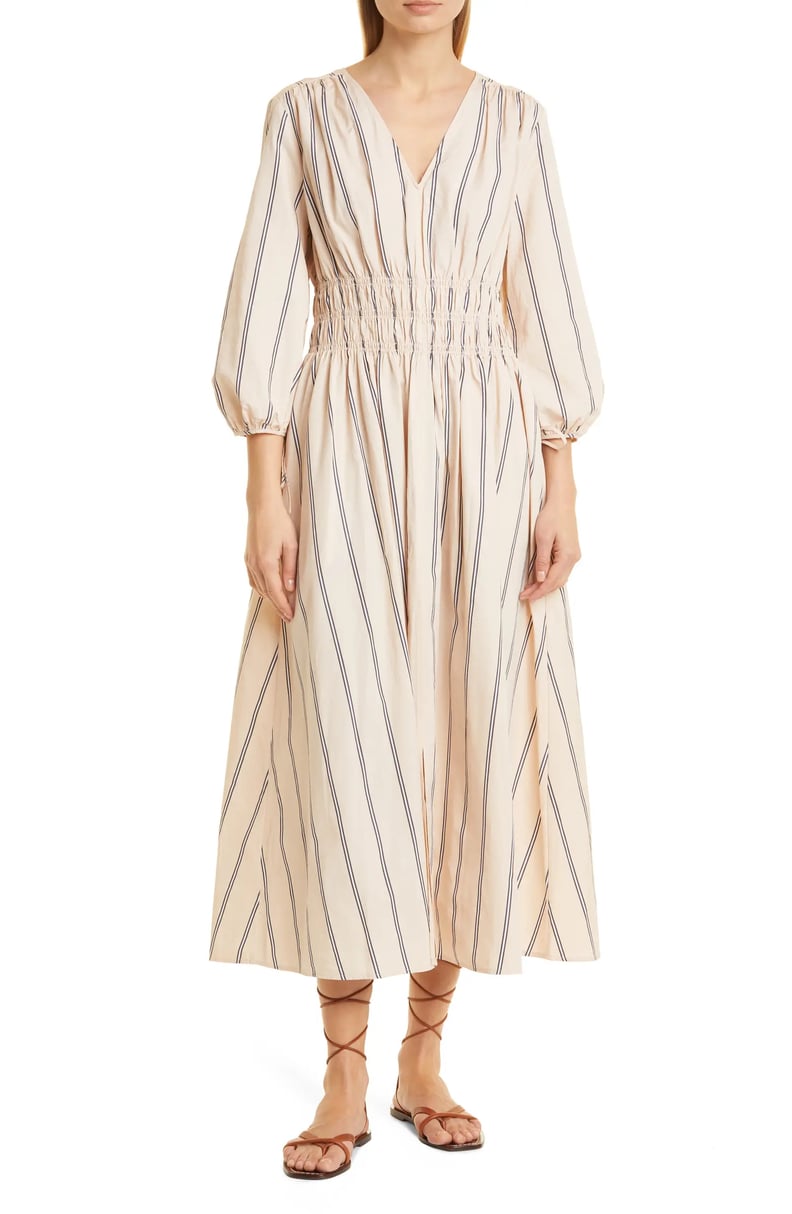 A Long Sleeved Dress: Nordstrom Signature Stripe Poplin Long Sleeve Midi Dress
