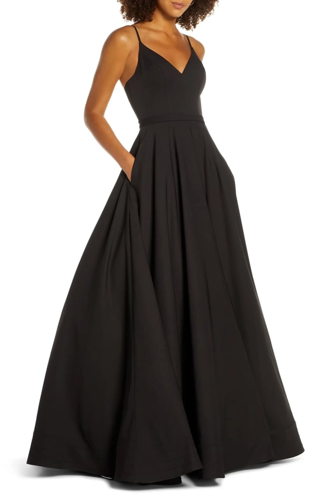 An Evening Gown: Mac Duggal V-Neck Crepe Ballgown