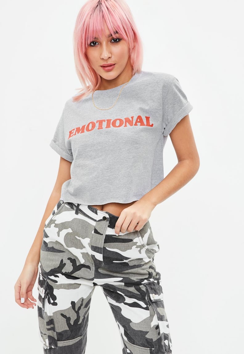Missguided Gray Crop T-shirt