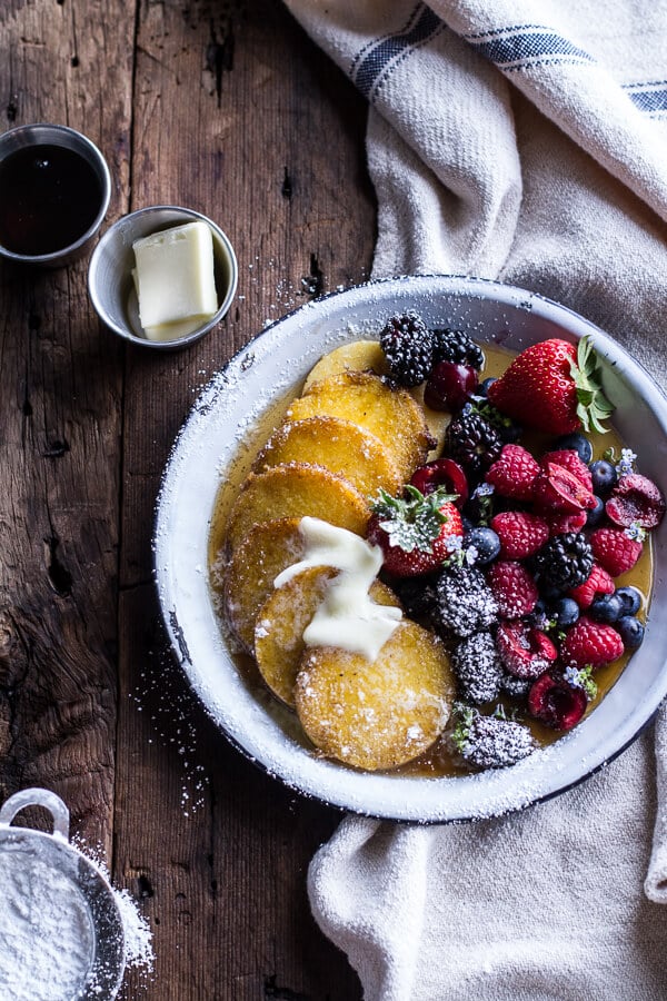 Sweet Buttered Polenta Pancakes With FreshBerries