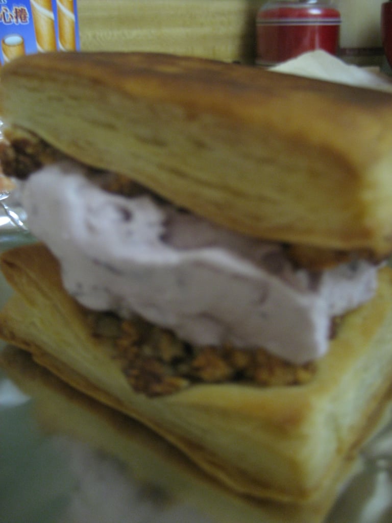 Cherry Chocolate Ice Cream & Almond Puff Pastry Sandwiches