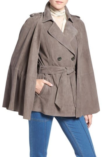 Suede Trench Vest with Removable Cape