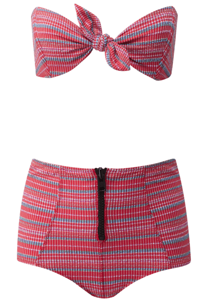 Lisa Marie Fernandez Poppy Red-Striped Seersucker Bikini