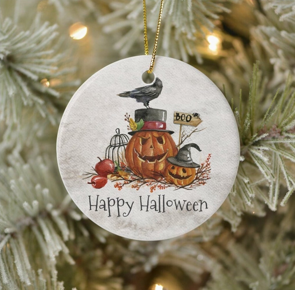 "Happy Halloween" Pumpkin Plate Ornament